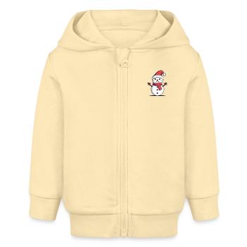 Bonhomme de neige avec chapeau de Père Noël - Veste à capuche bébé bio Stanley/Stella - crème - Devant