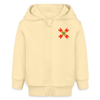 Abstrakte aus drei verschiedenen Mustern - Baby Organic Kapuzenjacke Baby Connector von Stanley/Stella - Creme - Vorne