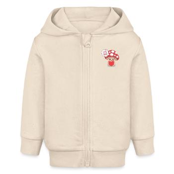Je t’aime tellement Mush - Jeu de mots sur l’amour des champignons mignons - Veste à capuche bébé bio Stanley/Stella - écru doux - Devant
