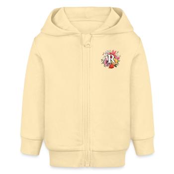 R Monogram Bouquet - Baby Organic Zip-up Hoodie by Stanley/Stella - cream - Front