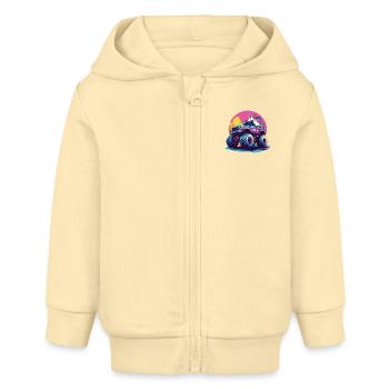 Monster Truck und Einhorn - Baby Organic Kapuzenjacke Baby Connector von Stanley/Stella - Creme - Vorne