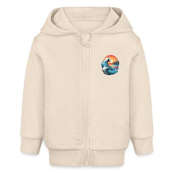 Welle - Sommer - Urlaub - Jahrgang - Baby Organic Kapuzenjacke Baby Connector von Stanley/Stella - Natur - Vorne