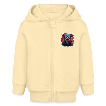 art animalier faune humour présenter idée amusant - Veste à capuche bébé bio Stanley/Stella - crème - Devant