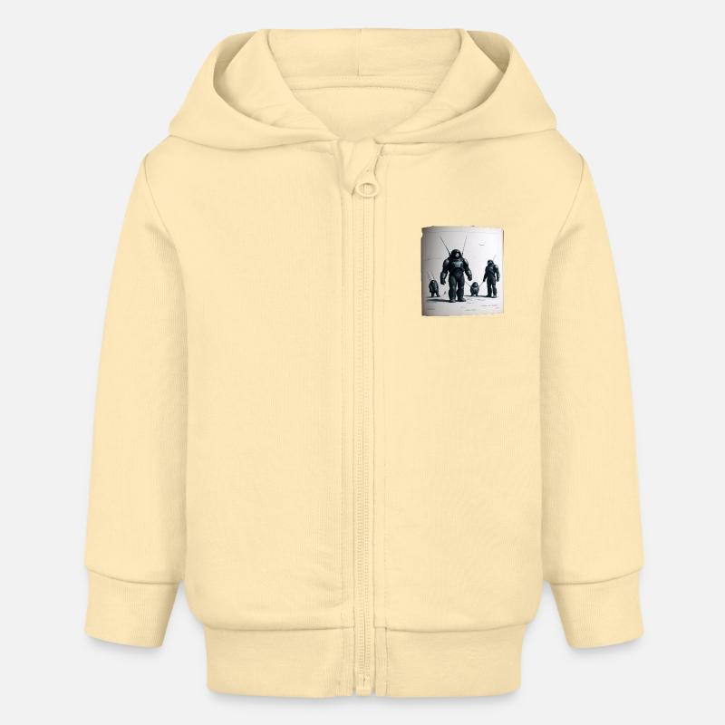 Bande dessinée de robot vintage - Veste à capuche bébé bio Stanley/Stella - crème