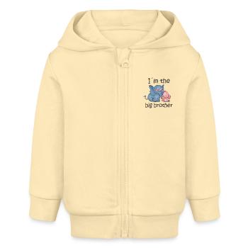 Ich bin der Große Bruder B - Baby Organic Kapuzenjacke Baby Connector von Stanley/Stella - Creme - Vorne