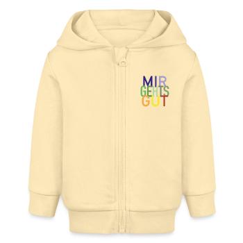 Mir gehts gut. Zeige gute Laune, immer und überall - Baby Organic Kapuzenjacke Baby Connector von Stanley/Stella - Creme - Vorne