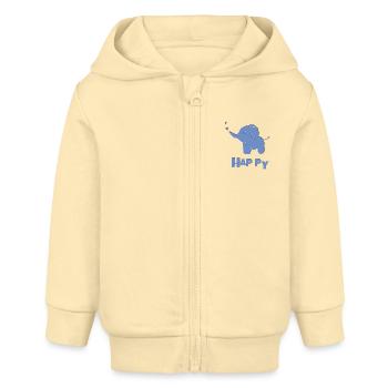elefant happy - Baby Organic Kapuzenjacke Baby Connector von Stanley/Stella - Creme - Vorne