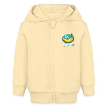 I'm a Banana Aufkleber Faschingskostüm Karneval - Baby Organic Kapuzenjacke Baby Connector von Stanley/Stella - Creme - Vorne