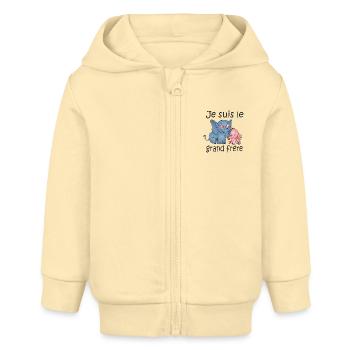 Je suis le grand frere B - Baby Organic Zip-up Hoodie by Stanley/Stella - cream - Front