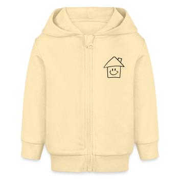 Lustiges Comic Smiley Haus - Baby Organic Kapuzenjacke Baby Connector von Stanley/Stella - Creme - Vorne