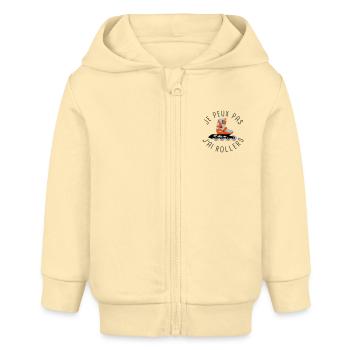 je peux pas j'ai rollers - Veste à capuche bébé bio Stanley/Stella - crème - Devant