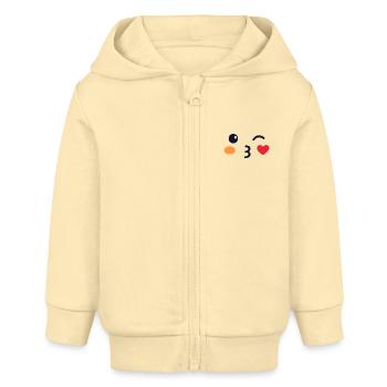 Emoticon Kiss Costume Carnival Group Costume - Baby Organic Zip-up Hoodie by Stanley/Stella - cream - Front