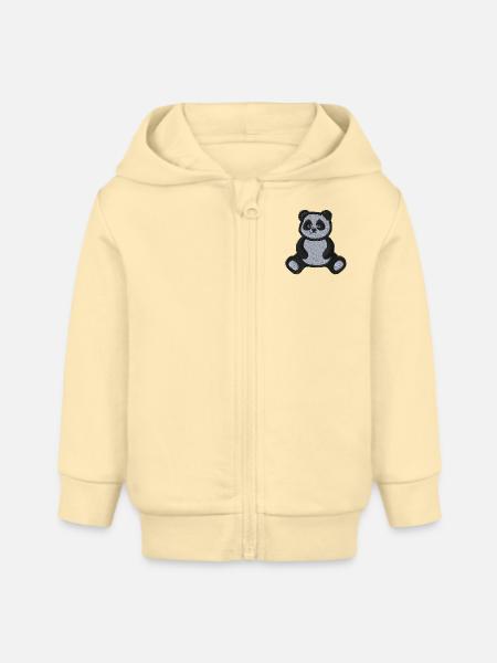 Panda bestickt - Baby Organic Kapuzenjacke Baby Connector von Stanley/Stella - Creme