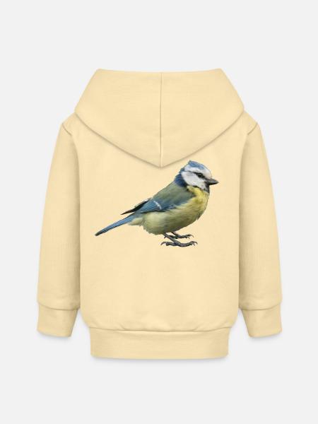 Vogel Blaumeise - Baby Organic Kapuzenjacke Baby Connector von Stanley/Stella - Creme