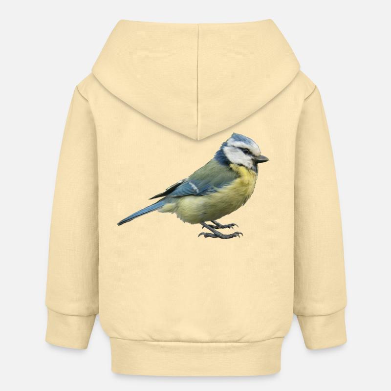 Mésange bleue 2 - Veste à capuche bébé bio Stanley/Stella - crème