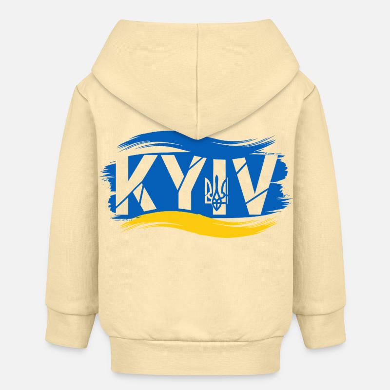 Trident ukrainien et drapeau abstrait - Veste à capuche bébé bio Stanley/Stella - crème