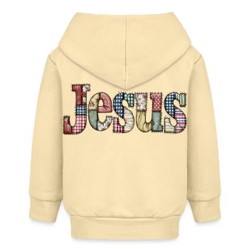 Patchwork Jesus Schriftzug - Baby Organic Kapuzenjacke Baby Connector von Stanley/Stella - Creme - Hinten