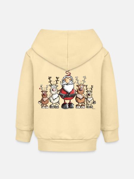 Weihnachtsmann unter Rentieren - Baby Organic Kapuzenjacke Baby Connector von Stanley/Stella - Creme