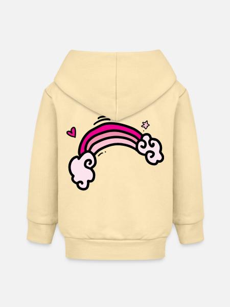 Pastel Pink Rainbow Clouds - Baby Organic Zip-up Hoodie by Stanley/Stella - cream