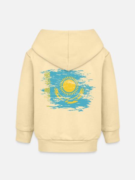 Kasachstan Flagge used - Baby Organic Kapuzenjacke Baby Connector von Stanley/Stella - Creme