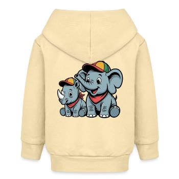 Süßer Elefant und Nashorn – Niedliches Tierfreunde - Baby Organic Kapuzenjacke Baby Connector von Stanley/Stella - Creme - Hinten