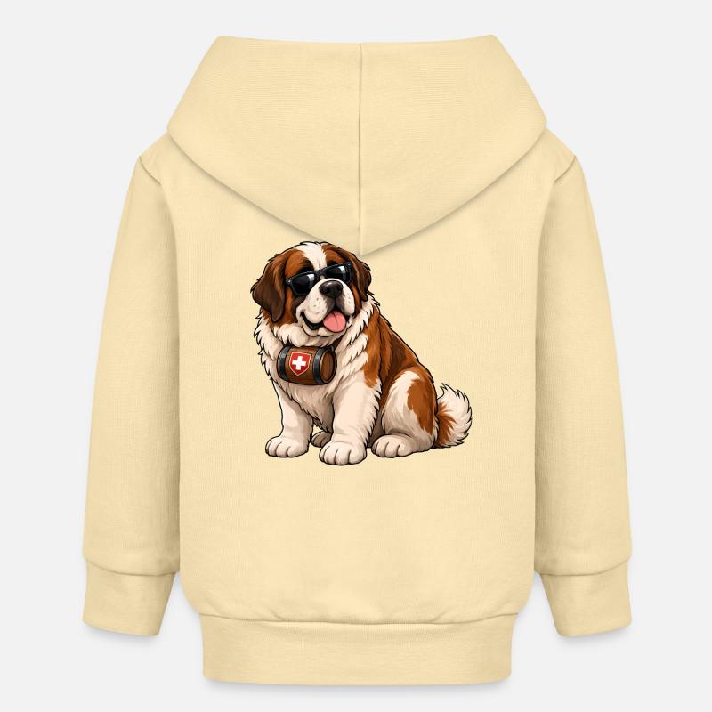 Saint-bernard - Veste à capuche bébé bio Stanley/Stella - crème