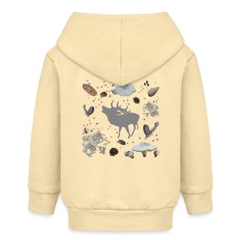 Cerf aux pommes de pin et champignons - Veste à capuche bébé bio Stanley/Stella - crème - Dos