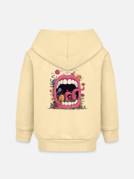 Pinke Mundwelt mit Kreaturen - Baby Organic Kapuzenjacke Baby Connector von Stanley/Stella - Creme