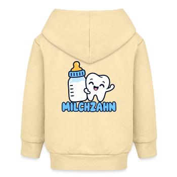 Milchzahn – Süßes Baby & Kinder Zahn Motiv - Baby Organic Kapuzenjacke Baby Connector von Stanley/Stella - Creme - Hinten