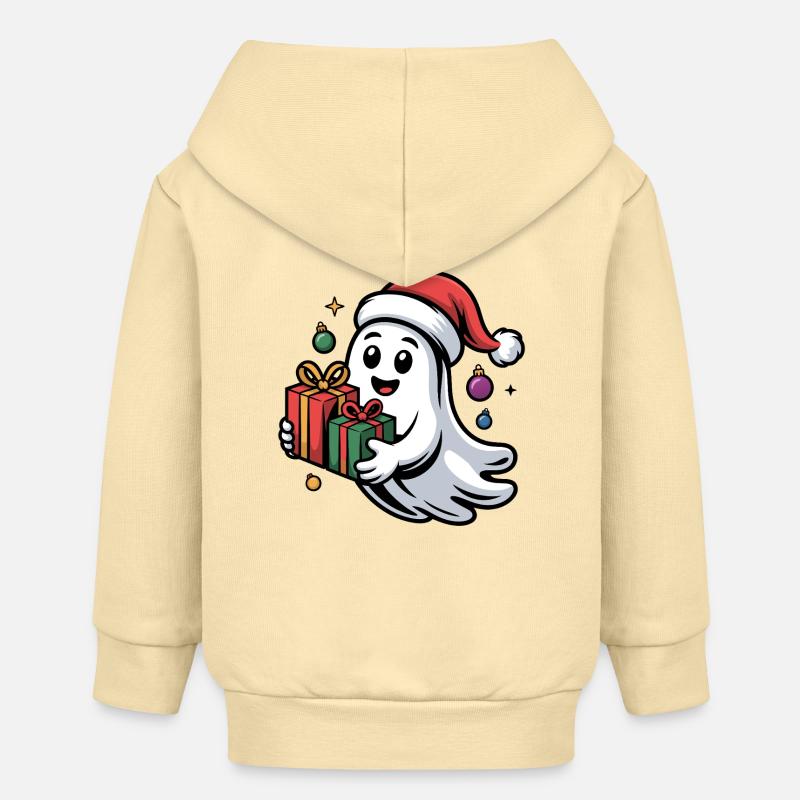 Weihnachtsgeist mit Geschenken - Veste à capuche bébé bio Stanley/Stella - crème