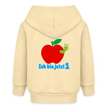 Ich bin jetzt 1 mit süßem Apfel - Baby Organic Kapuzenjacke Baby Connector von Stanley/Stella - Creme - Hinten