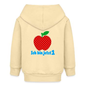 Ich bin jetzt 1 Apfel - Baby Organic Kapuzenjacke Baby Connector von Stanley/Stella - Creme - Hinten
