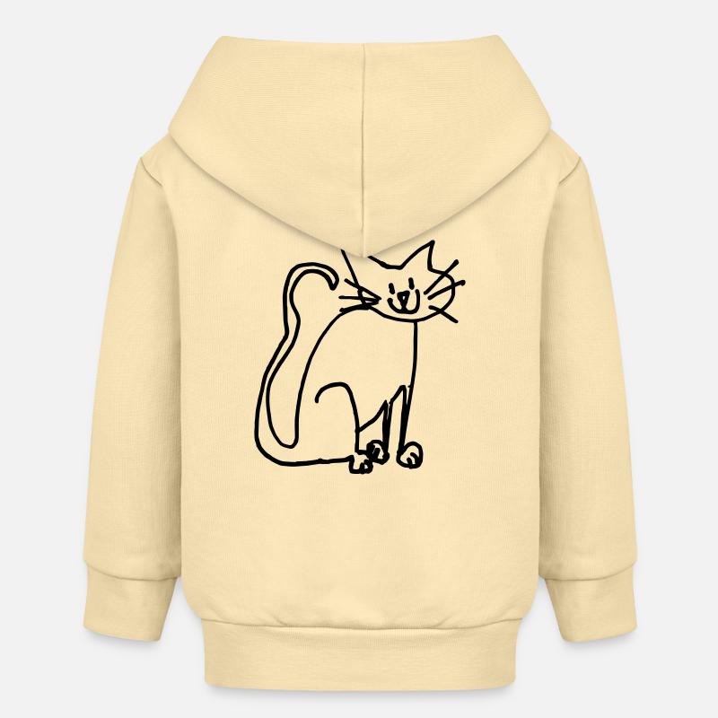 Drôle de chat, Fan de chat - Veste à capuche bébé bio Stanley/Stella - crème