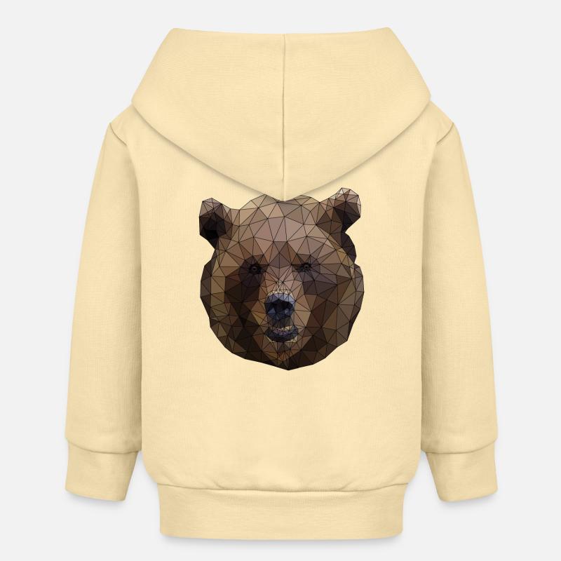Polygonal Brown Bear Triangulaire Low Poly Art - Veste à capuche bébé bio Stanley/Stella - crème
