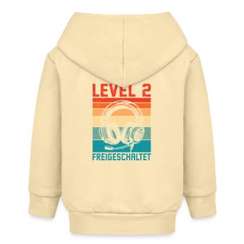 2nd Birthday Boy Gamer Level 2 Unlocked - Baby Organic Zip-up Hoodie by Stanley/Stella - cream - Back