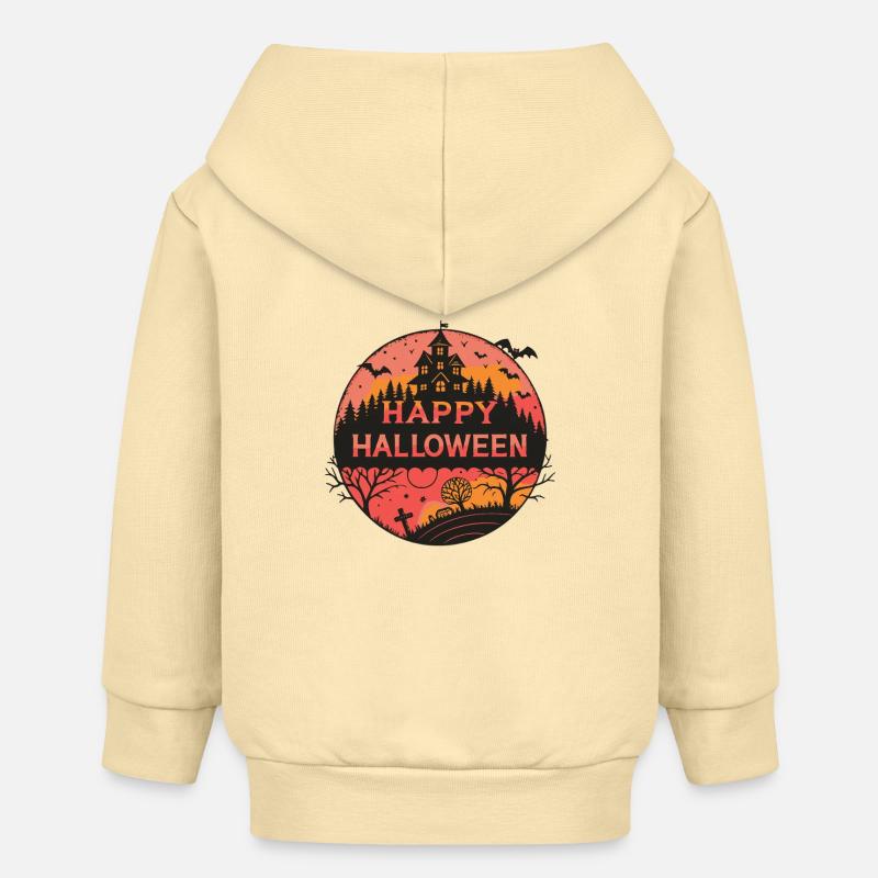 Halloween Château Silhouette - Veste à capuche bébé bio Stanley/Stella - crème