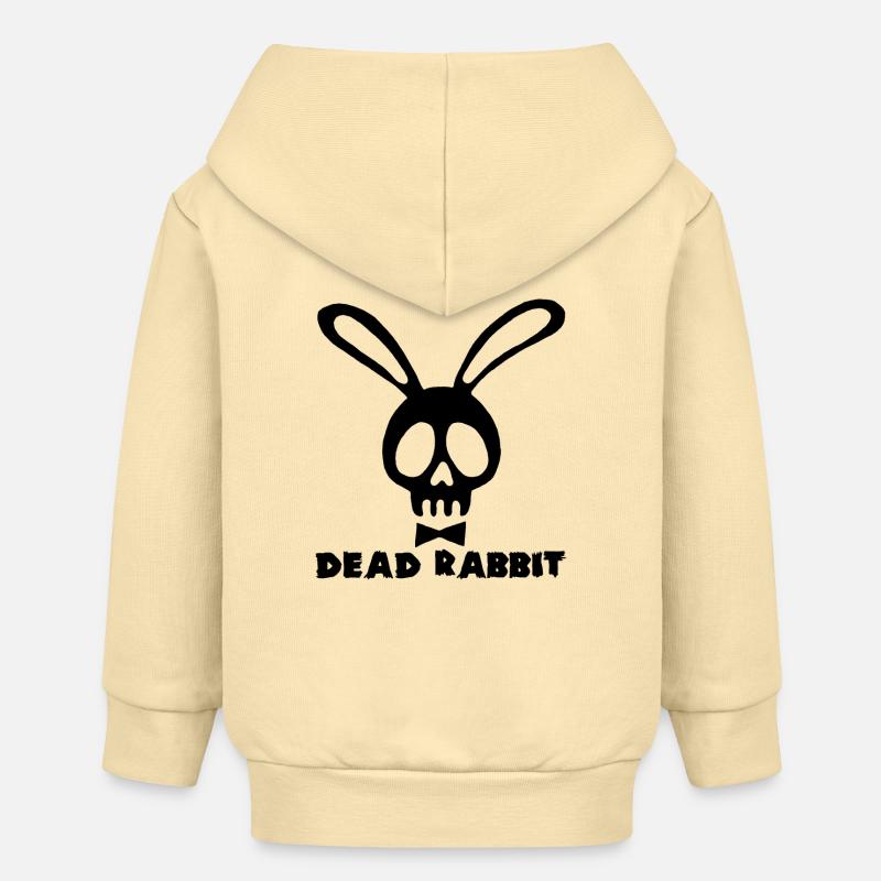 Lapin tête de mort noir - Veste à capuche bébé bio Stanley/Stella - crème