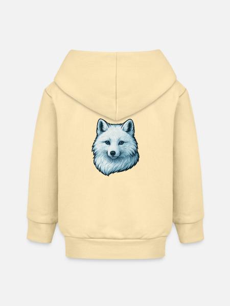 Blaues Wolfsgesicht Illustration - Baby Organic Kapuzenjacke Baby Connector von Stanley/Stella - Creme