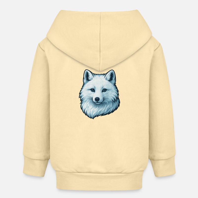 Illustration de visage de loup bleu - Veste à capuche bébé bio Stanley/Stella - crème
