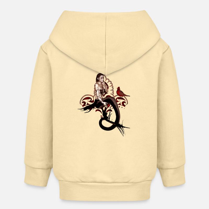 Wunderbare dunkle Meerjungfrau, die in einem Baum sitzt - Baby Organic Kapuzenjacke Baby Connector von Stanley/Stella - Creme