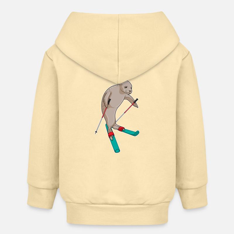 Sauteur à ski Seal Ski - Veste à capuche bébé bio Stanley/Stella - crème