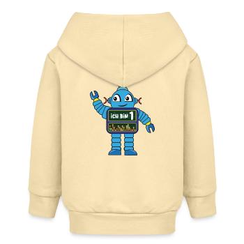 Kleiner Roboter, erster Geburtstag, 1 Jahr - Baby Organic Kapuzenjacke Baby Connector von Stanley/Stella - Creme - Hinten