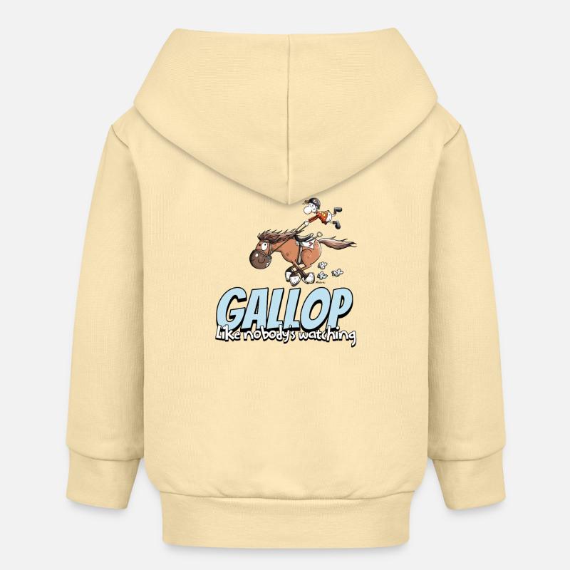 galop comme personne en regardant cavalier chevaux dessin animé - Veste à capuche bébé bio Stanley/Stella - crème