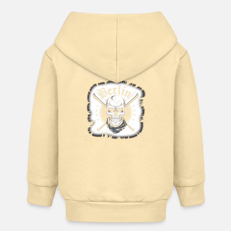 Conception d’épées croisées crâne de Berlin - Veste à capuche bébé bio Stanley/Stella - crème