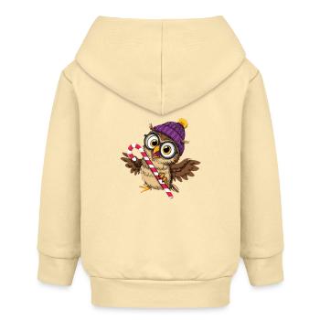 Niedliche Eulen mit Wintermütze und Zuckerstange - Baby Organic Kapuzenjacke Baby Connector von Stanley/Stella - Creme - Hinten