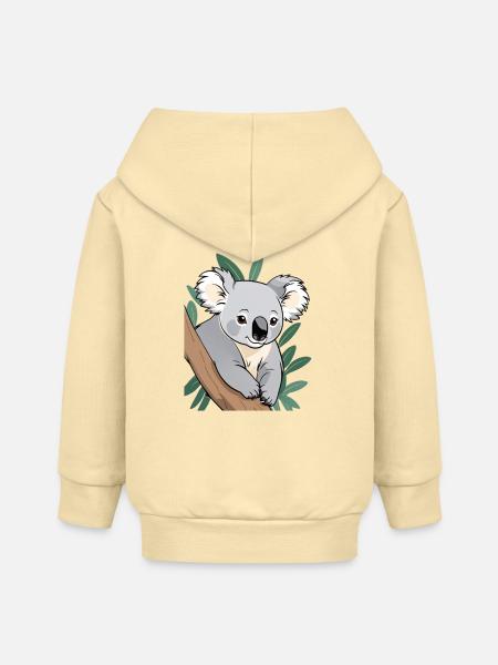 Koala am Ast Cartoon - Baby Organic Kapuzenjacke Baby Connector von Stanley/Stella - Creme