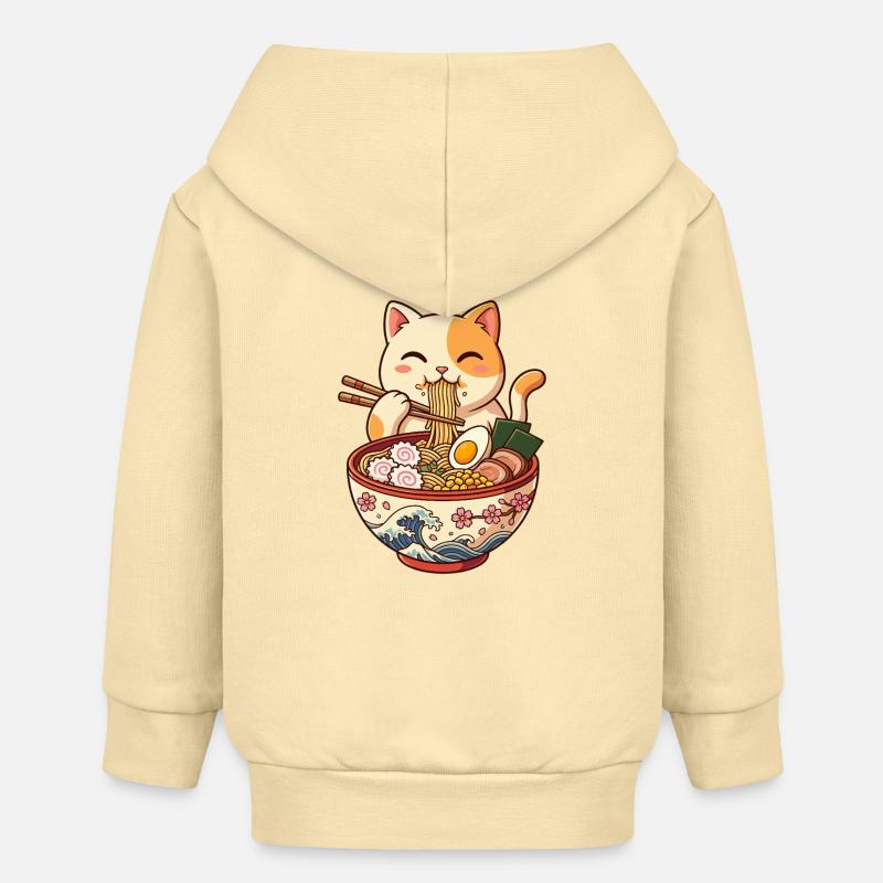 Bol de ramen de chat de Kawaii - Veste à capuche bébé bio Stanley/Stella - crème