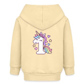 1. Geburtstag Mädchen Einhorn - Baby Organic Kapuzenjacke Baby Connector von Stanley/Stella - Creme - Hinten