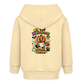 Mein Erstes Halloween 2026 Kürbis - Baby Organic Kapuzenjacke Baby Connector von Stanley/Stella - Creme - Hinten