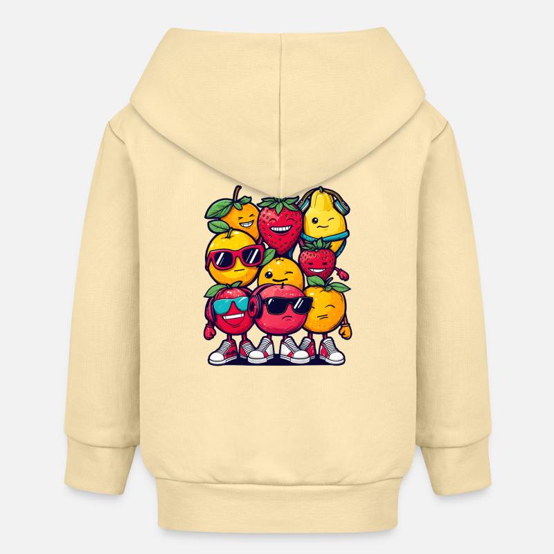 Fruit Squad – 🍓 🍊 🍉 Dessin animé - Veste à capuche bébé bio Stanley/Stella - crème